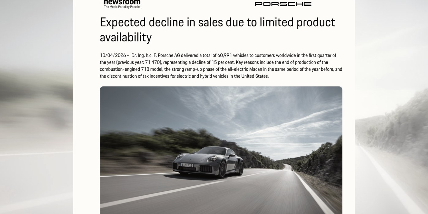 Porsche втрачає 15% продажів за квартал. І це найкраще, що з ними могло статися